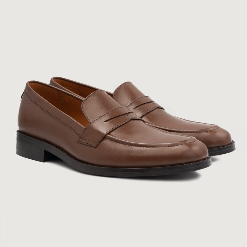 Baxton Barna Leather Loafers férfi