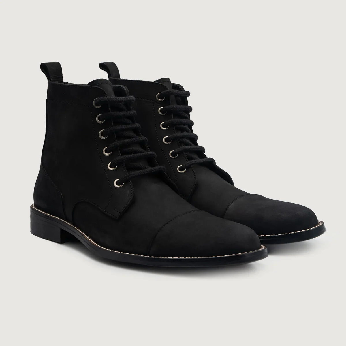 Knight Derby Fekete Nubuck Bőrbakancsok Férfi For Men fekete valódi marhabőrből - Oldalnézet | Online vásárlás