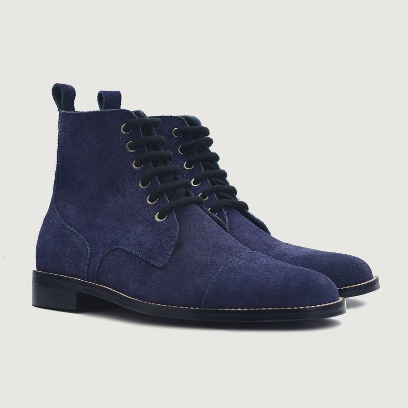Knight Derby Midnight Kék Suede Bőrbakancsok Férfi