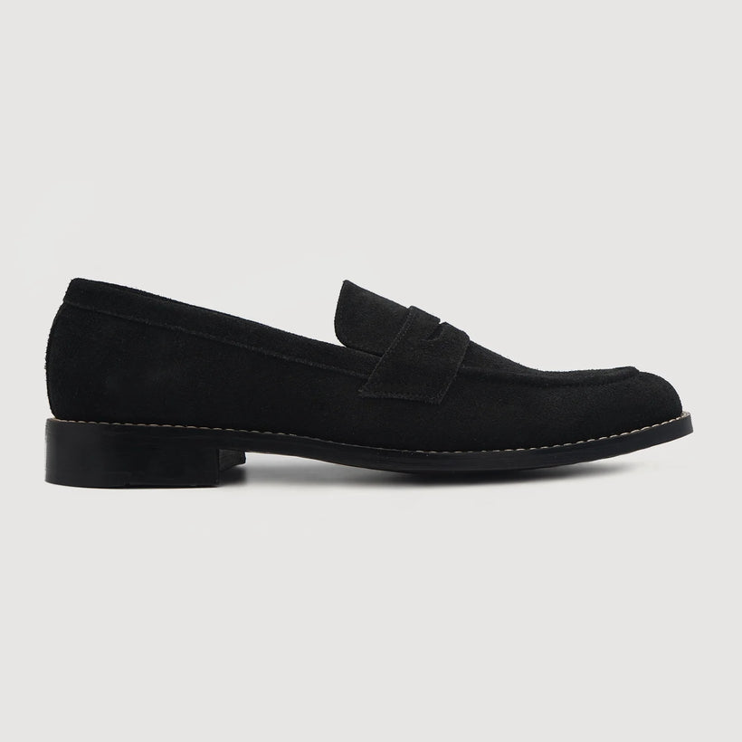 Baxton Fekete Suede Leather Loafers férfi