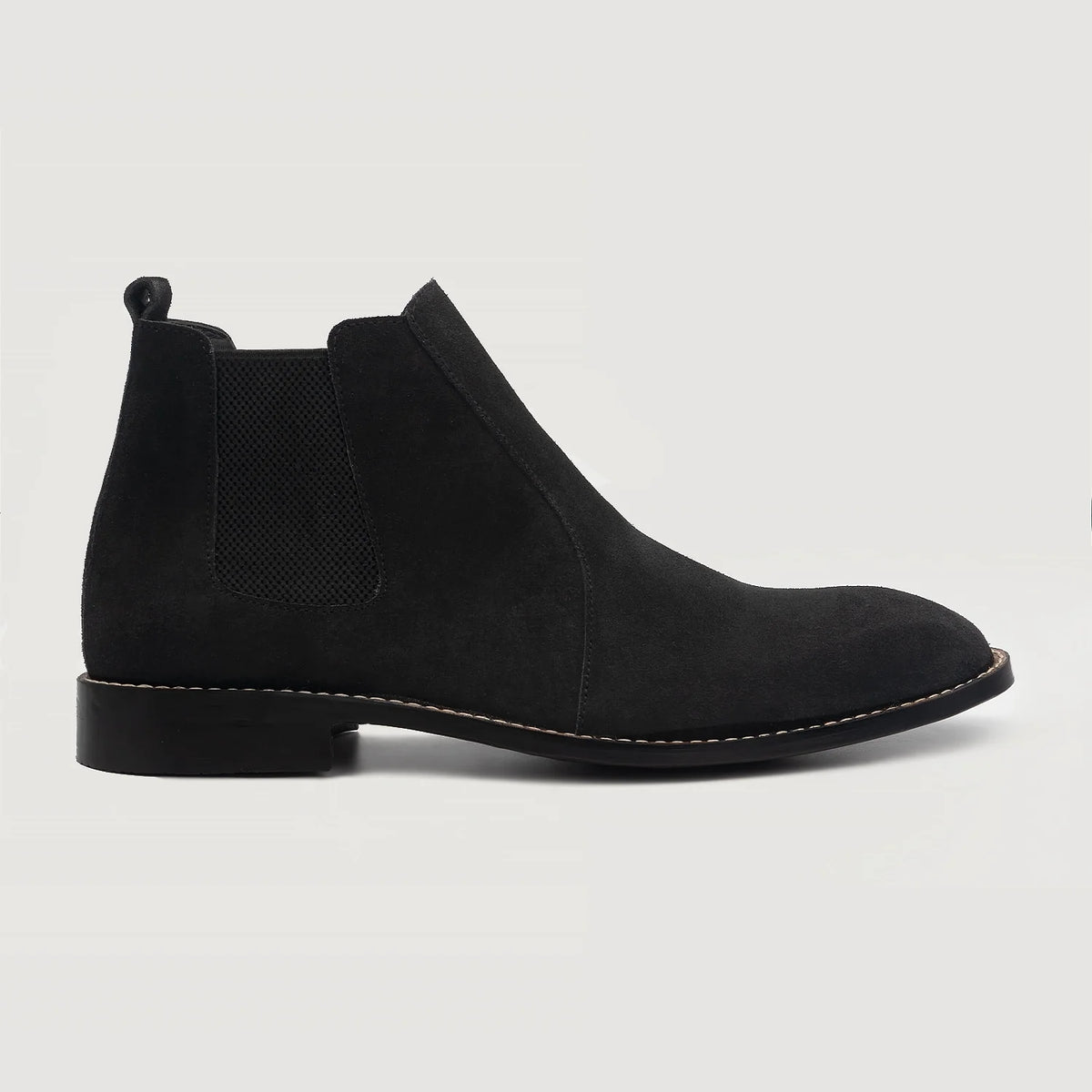 Black Goatskin Suede Leather Boots - Goodyear varrott talpszerkezet és orr-részlet