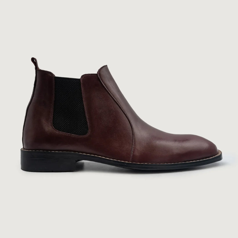 Clarkson Chelsea Maroon Leather Boots férfi