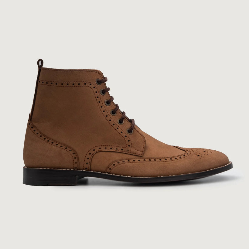 Duster Brogues Derby Barna Nubuck Bőrbakancsok Férfi