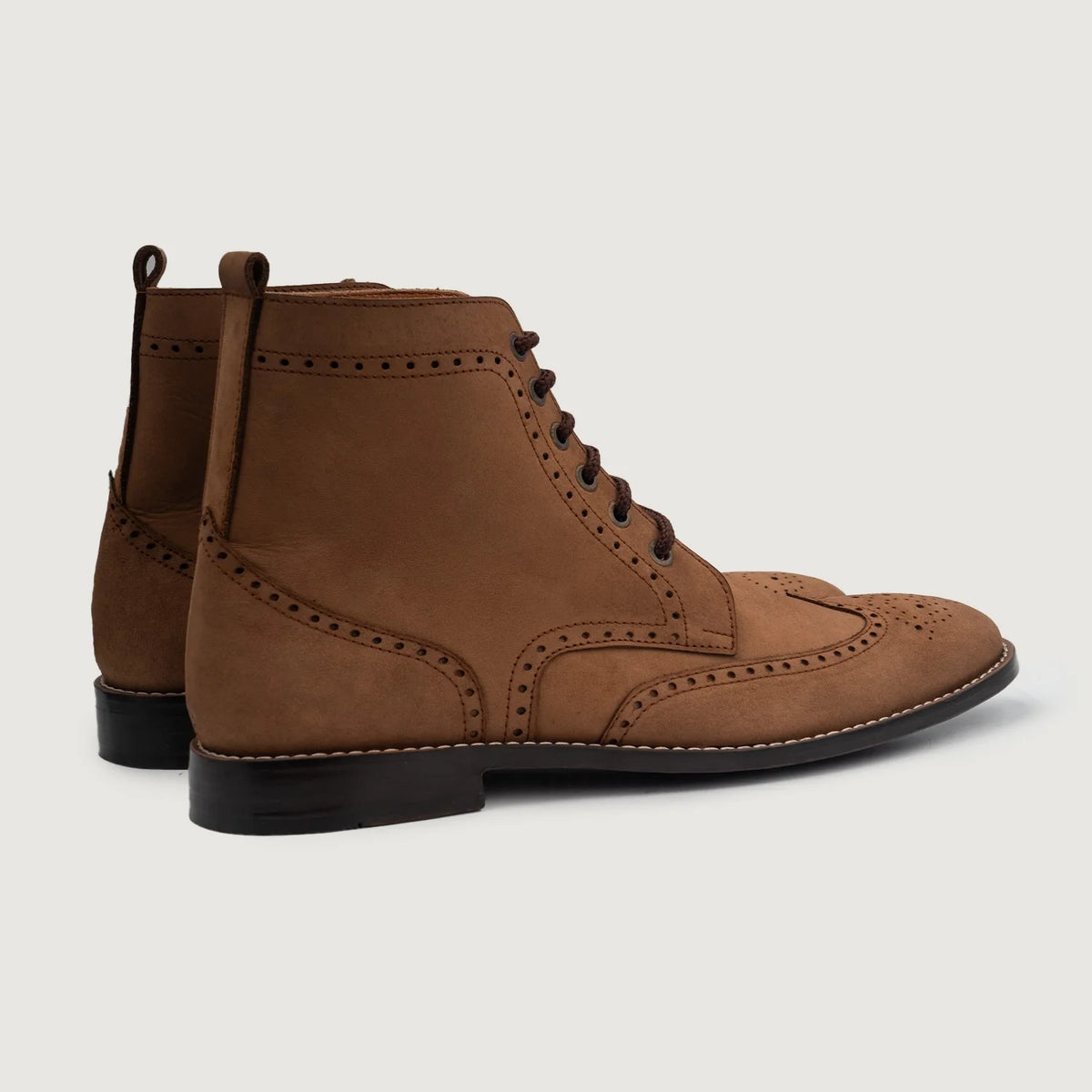Duster Brogues Derby Barna Nubuck Bőrbakancsok Férfi For Men - Oldalnézet az ergonomikus ujjkialakítással