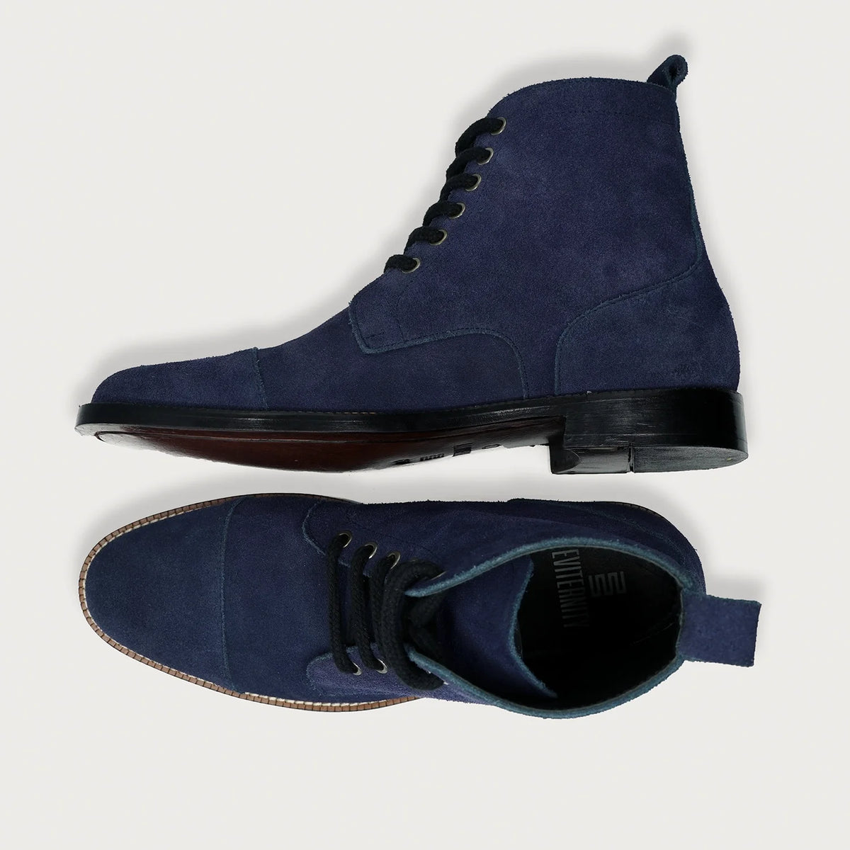 Knight Derby Midnight Kék Suede Bőrbakancsok Férfi For Men - Megerősített sarokkéreg és dupla precíziós varrás