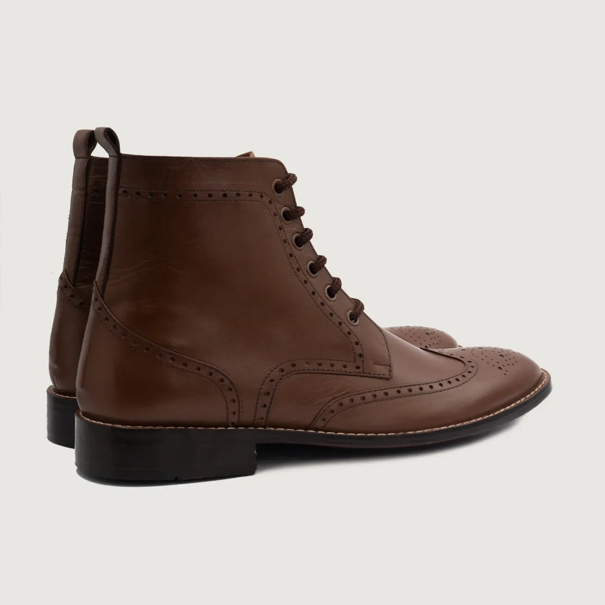 Duster Brogues Derby Barna Bőrbakancsok Férfi - Oldalnézet az ergonomikus ujjkialakítással