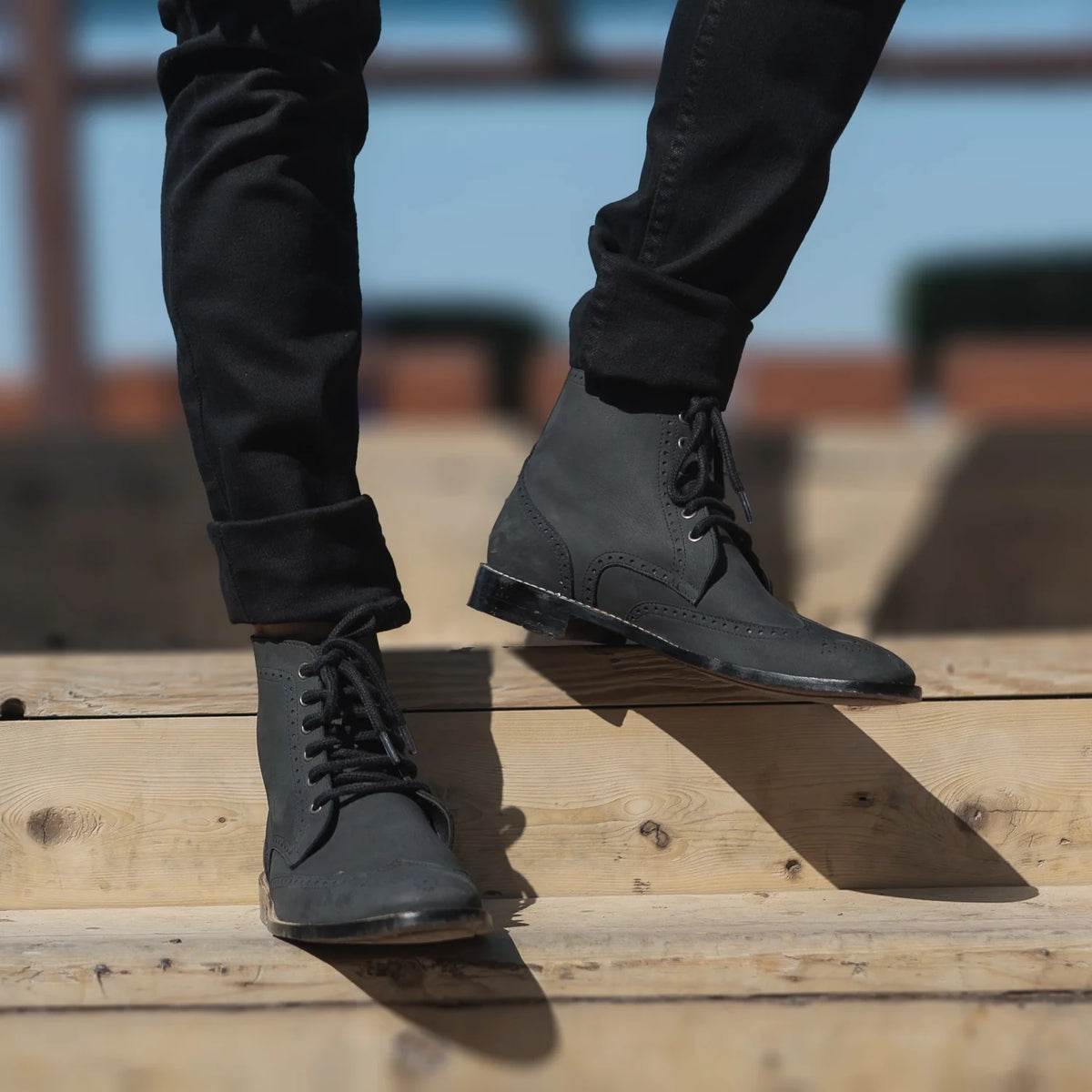 Orlaven Duster Brogues Derby Fekete Nubuck Bőrbakancsok Férfi footwear image 9