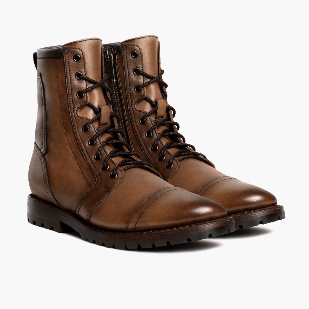 Casa Moto Amber Wheat Bőrbakancsok Férfi in Classic Full-Grain Leather - Elölnézet & testre szabott sziluett | Online vásárlás