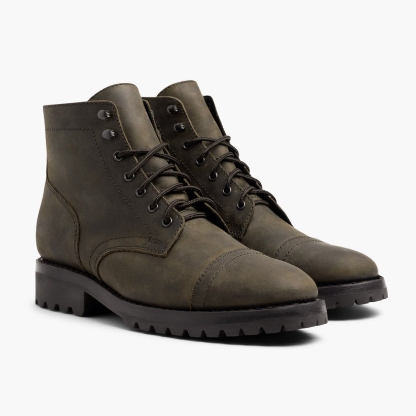 Captain StormKing® Dark Olive Matte Leather Boots férfi