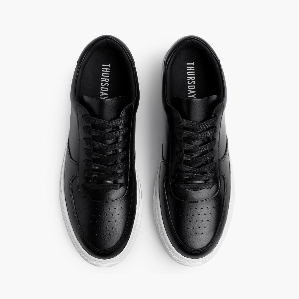 Court Black Leather Sneakers - Megerősített sarokkéreg és dupla precíziós varrás