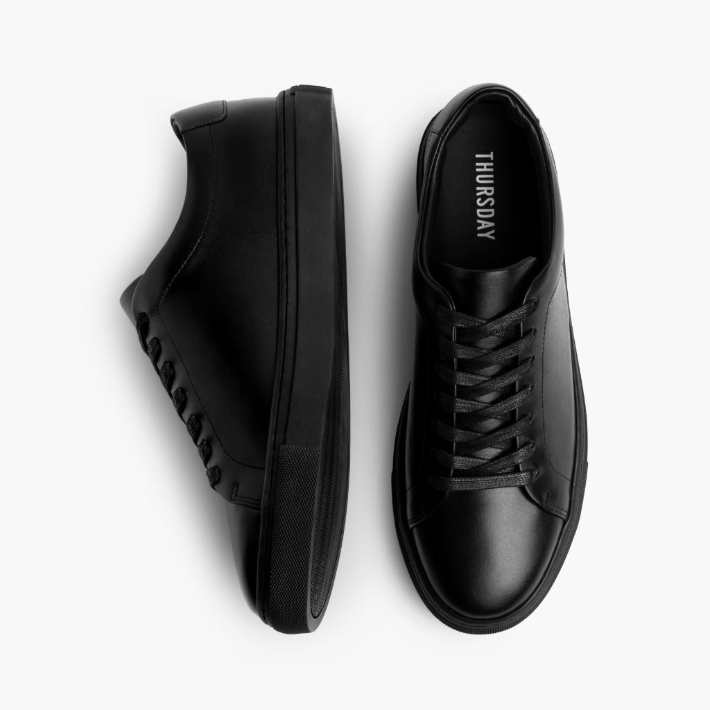 Encore Jet Black Leather Sneakers - Megerősített sarokkéreg és dupla precíziós varrás