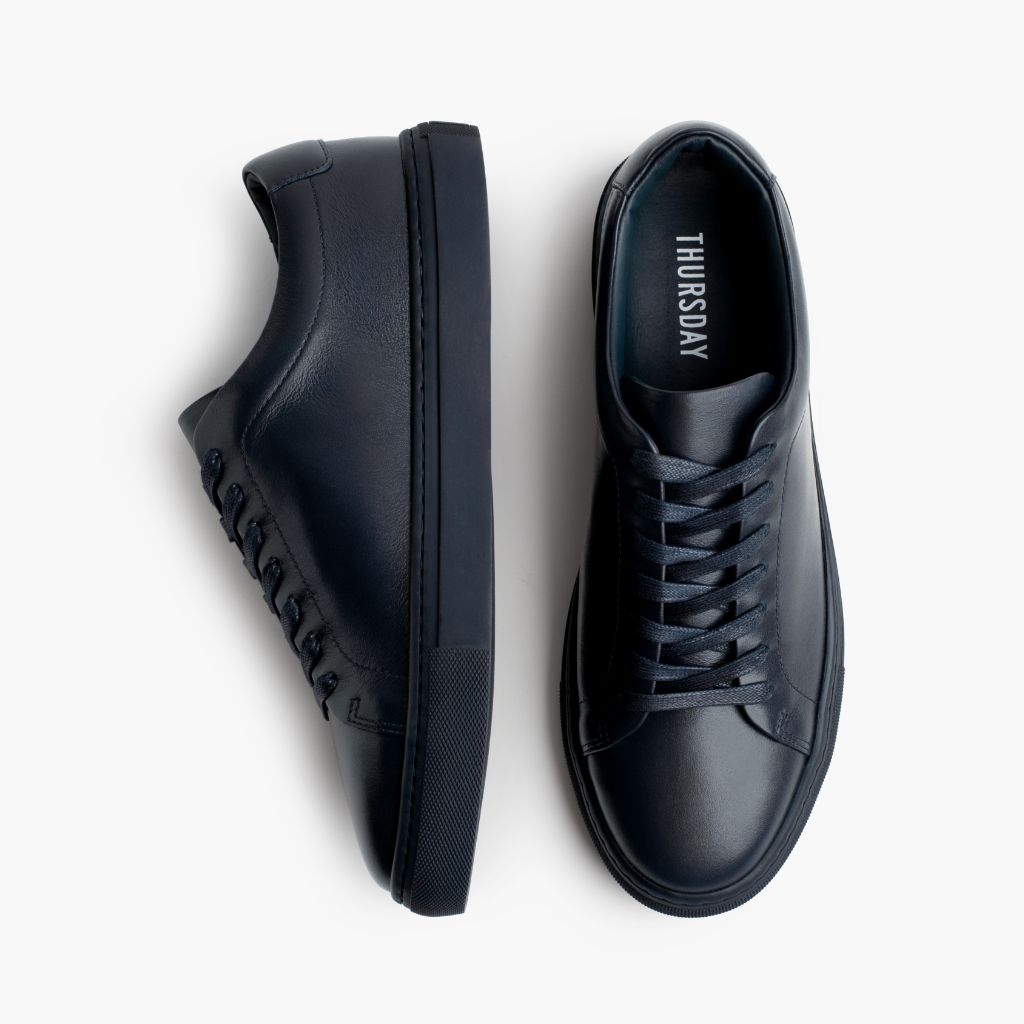 Encore Navy Leather Sneakers - Megerősített sarokkéreg és dupla precíziós varrás
