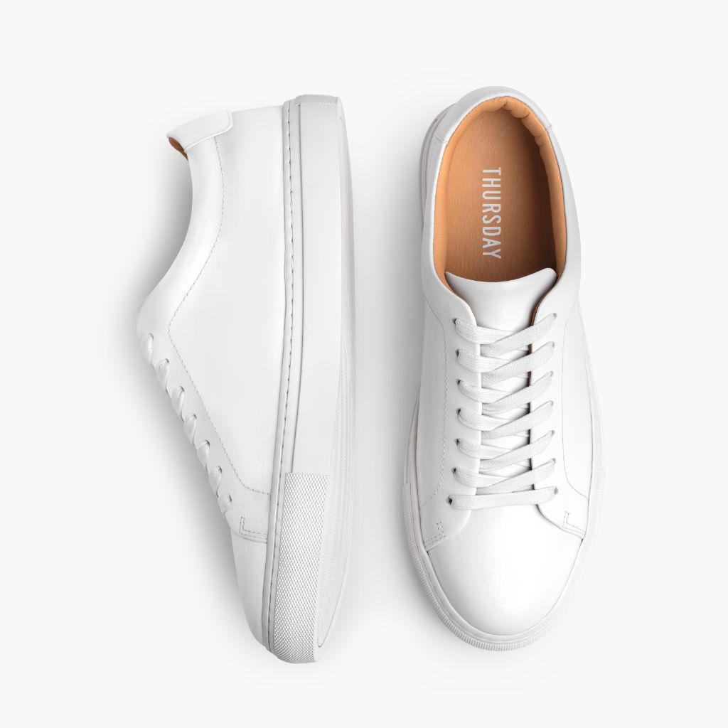 Encore White Leather Sneakers - Megerősített sarokkéreg és dupla precíziós varrás