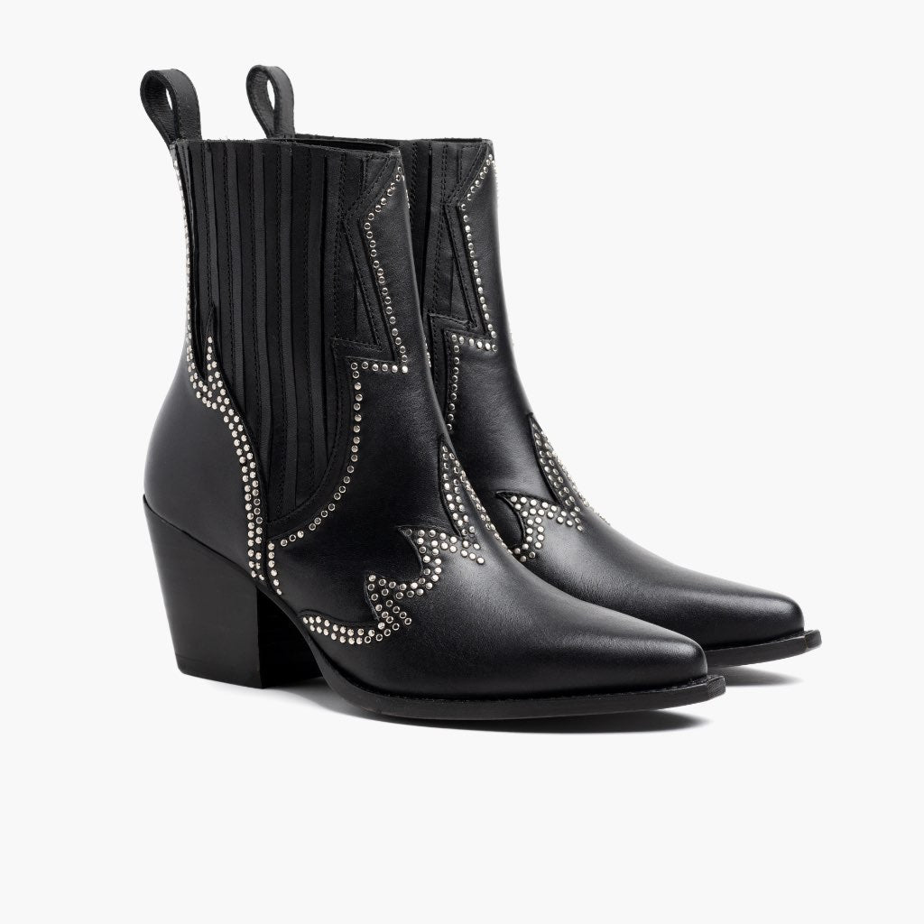 Black Full-Grain leather Boots - Goodyear varrott talpszerkezet és orr-részlet