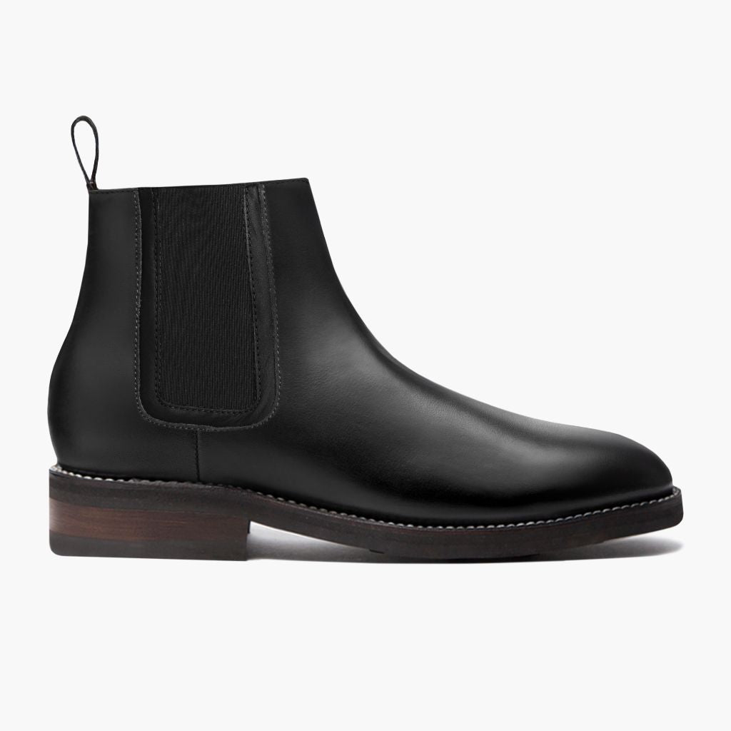 Black Full-Grain leather Boots - Goodyear varrott talpszerkezet és orr-részlet