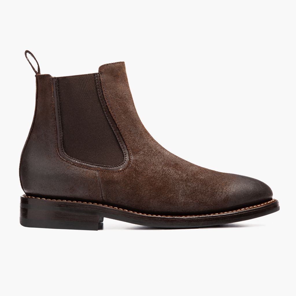 Chocolate Goatskin Suede Leather Boots - Goodyear varrott talpszerkezet és orr-részlet