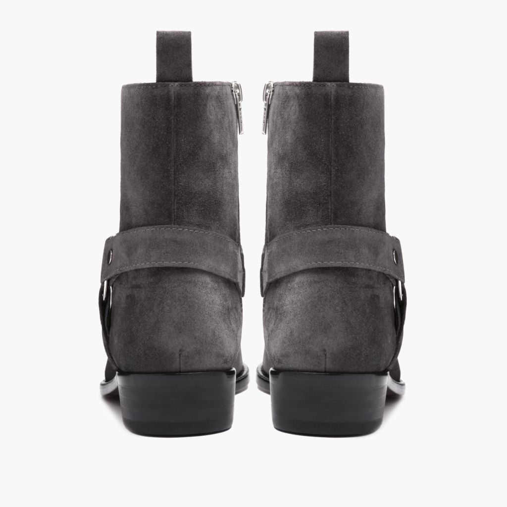 High-Traction Rubber Outsole & Lug Tread Pattern on Harness Grey Suede Bőrbakancsok Férfi