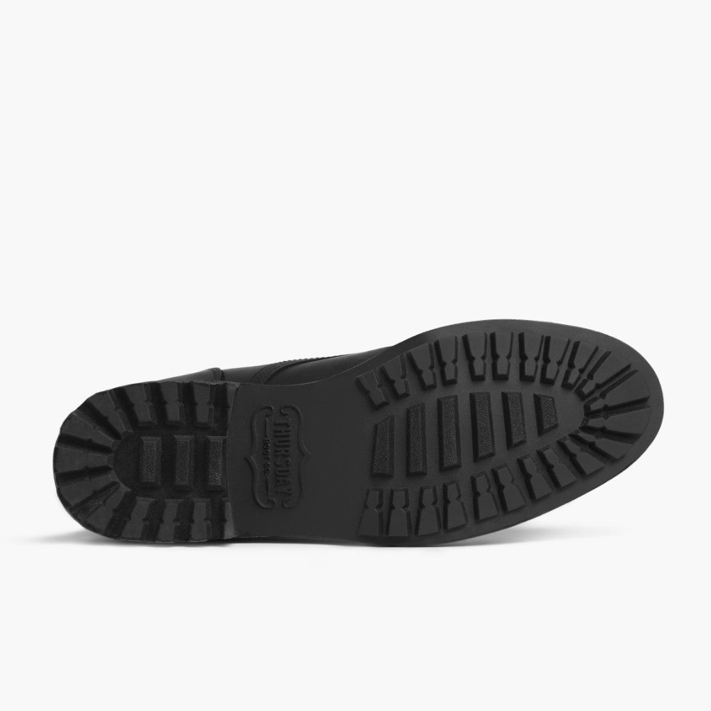 High-Traction Rubber Outsole & Lug Tread Pattern on Logger Fekete Matte Bőrbakancsok Férfi