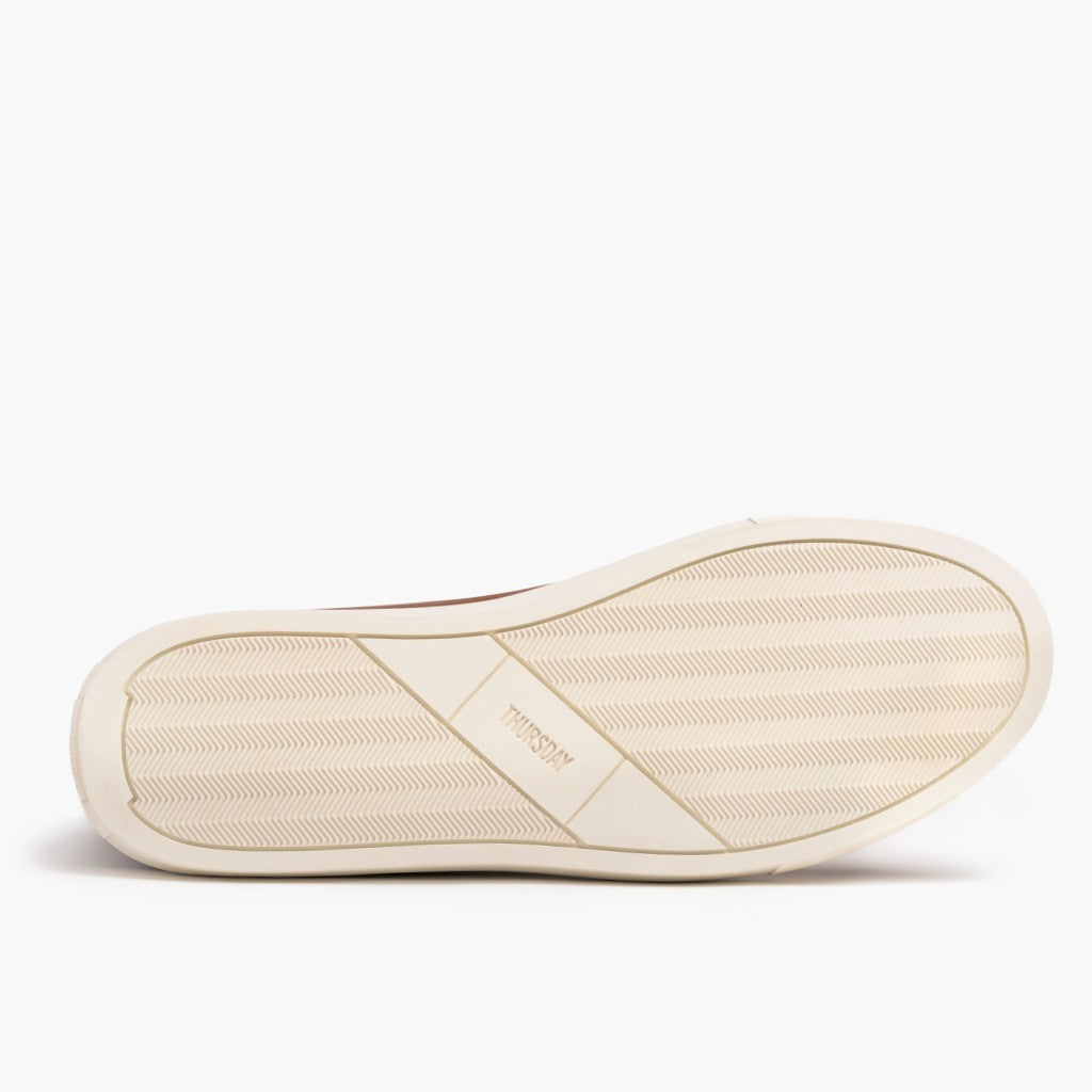 High-Traction Rubber Outsole & Lug Tread Pattern on Premier High Top Toffee Bőr sneakerek Férfi For Men