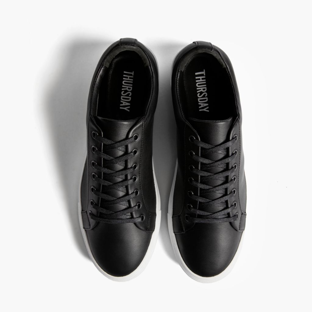 Premier Low Top Fekete Bőr sneakerek Férfi For Men - Megerősített sarokkéreg és dupla precíziós varrás