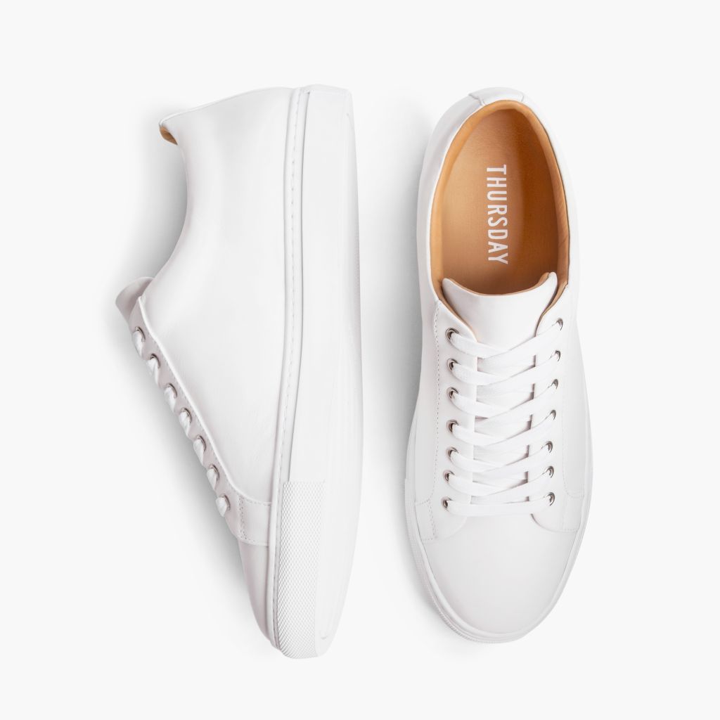 Premier Low Top White Bőr sneakerek Férfi For Men - Megerősített sarokkéreg és dupla precíziós varrás