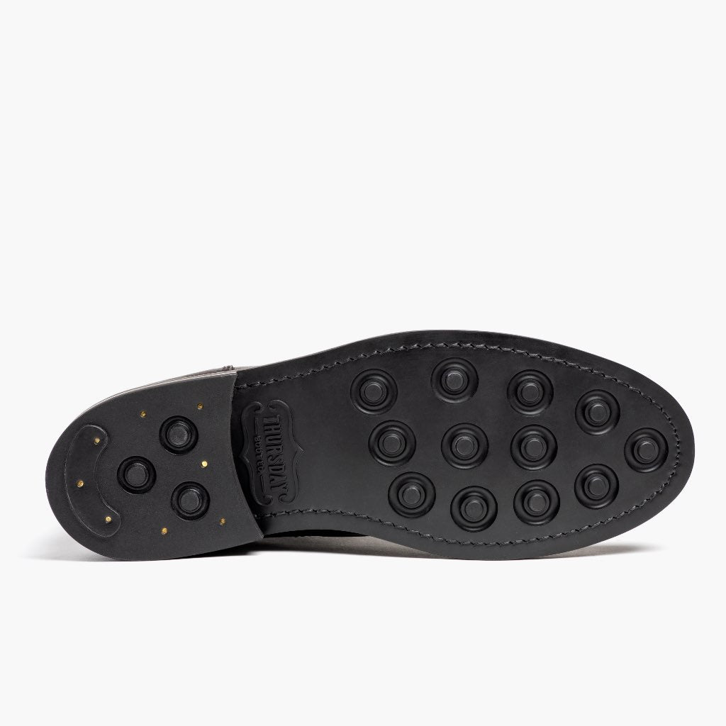 High-Traction Rubber Outsole & Lug Tread Pattern on President Fekete Coffee Bőrbakancsok Férfi For Men
