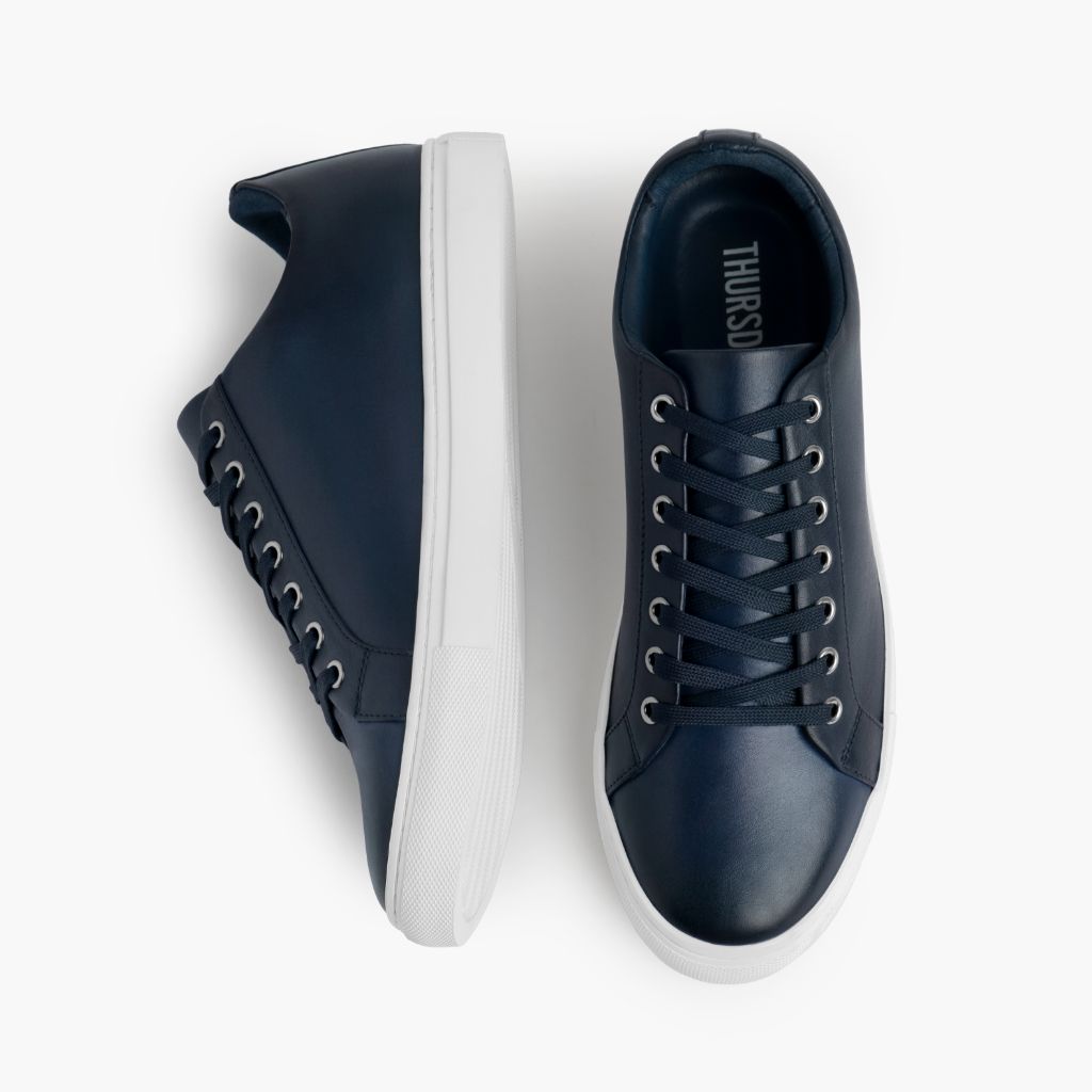 Premier Low Top Deep Kék Bőr sneakerek Férfi For Men - Megerősített sarokkéreg és dupla precíziós varrás