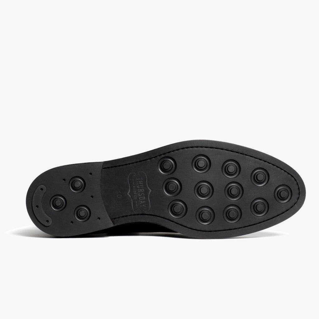 High-Traction Rubber Outsole & Lug Tread Pattern on Cadet Fekete Bőrbakancsok Férfi