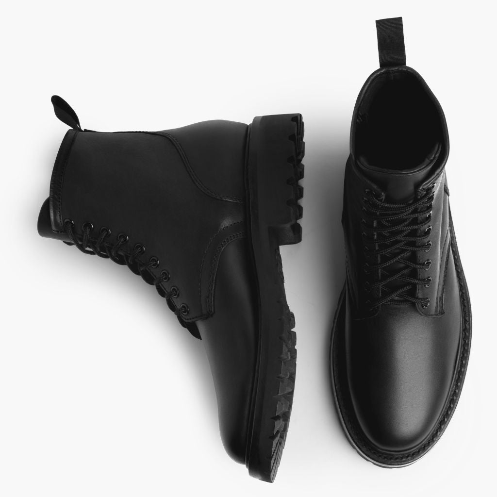 Stomper Fekete (No Zipper) Bőrbakancsok Férfi For Men fekete valódi marhabőrből - Oldalnézet | Online vásárlás