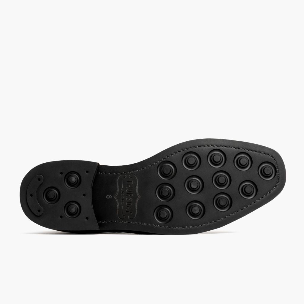 High-Traction Rubber Outsole & Lug Tread Pattern on Wingtip Fekete Bőrbakancsok Férfi For Men