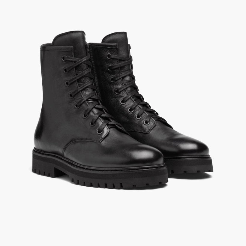 Combat Fekete Leather Boots női