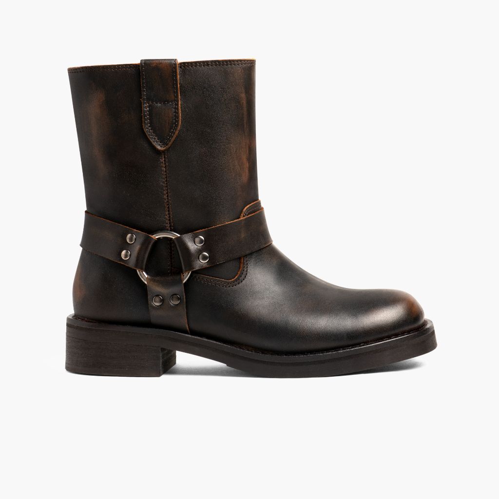 Outlaw Vintage Barna Bőrbakancsok Női in Vintage Brown Full-Grain Leather - Oldalnézet | Online vásárlás