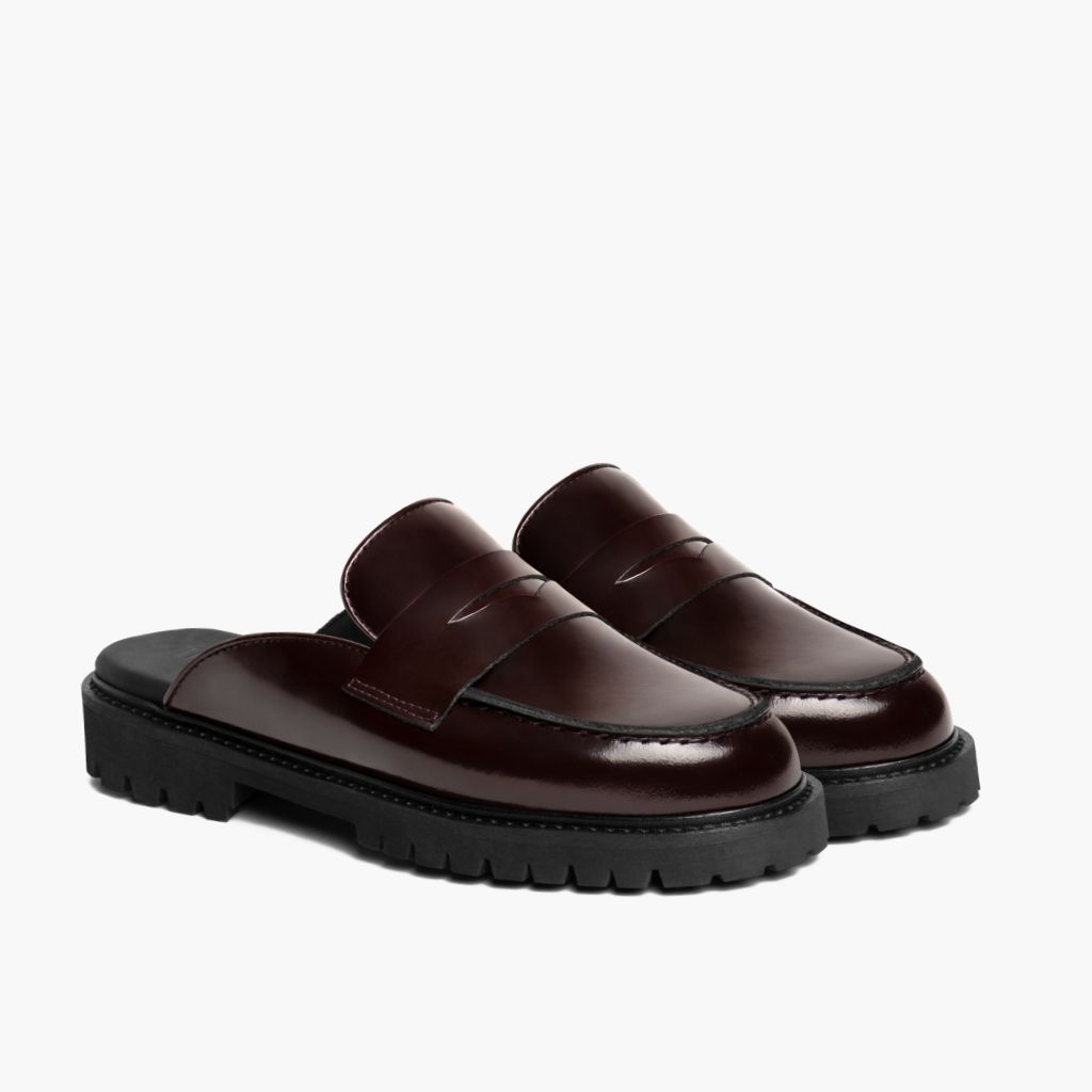 Penny Mule Bordó Bőrbakancsok Női in Burgundy Full-Grain Leather - Oldalnézet | Online vásárlás