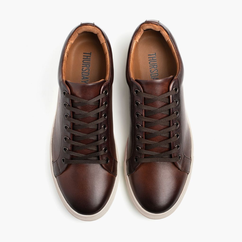 Premier Low Top Coffee Bőr sneakerek Férfi For Men - Megerősített sarokkéreg és dupla precíziós varrás