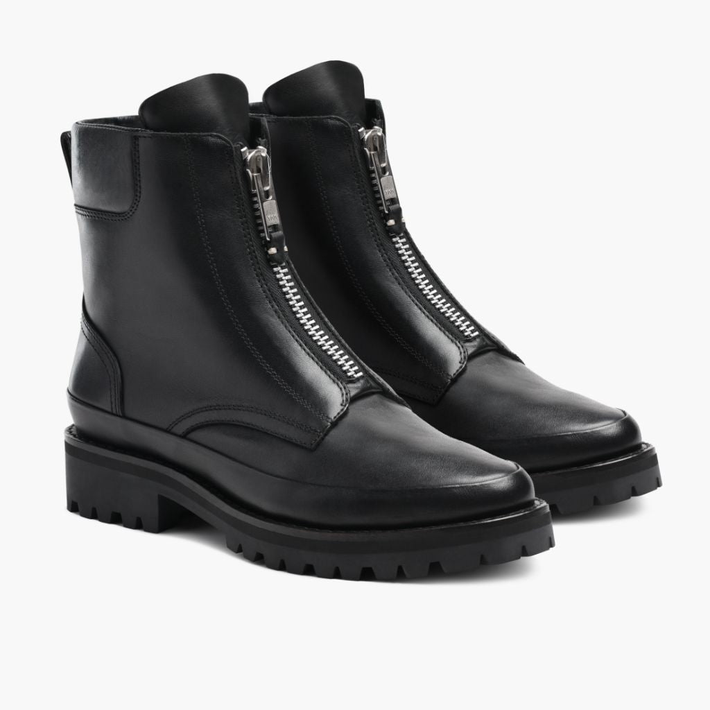 Black Full-Grain leather Boots - Goodyear varrott talpszerkezet és orr-részlet
