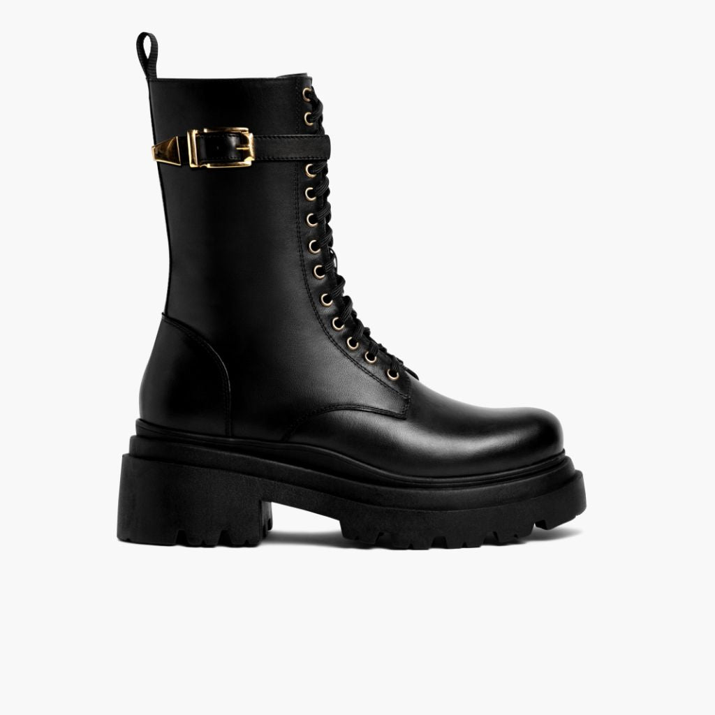 Black Full-Grain leather Boots - Goodyear varrott talpszerkezet és orr-részlet