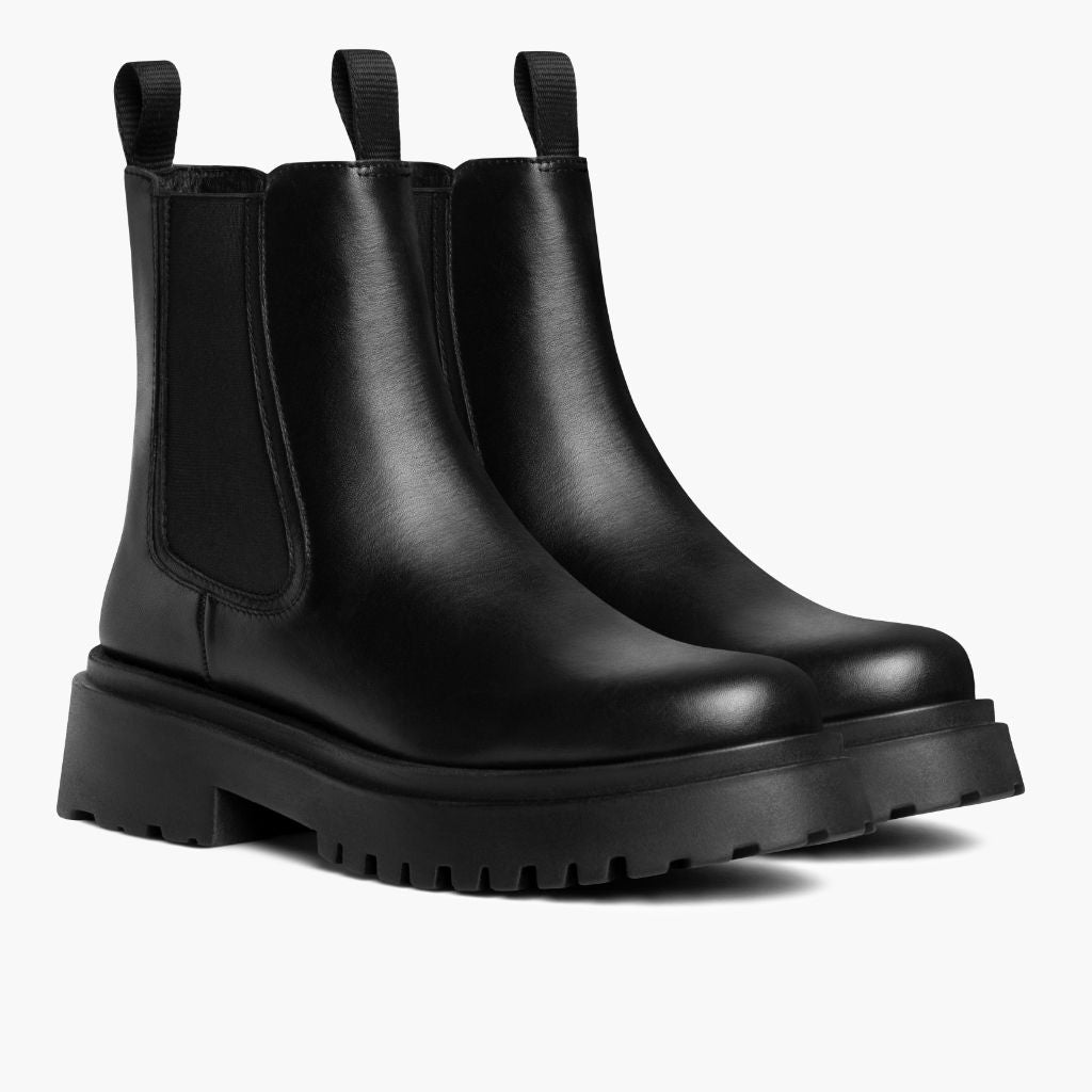 Black Full-Grain leather Boots - Goodyear varrott talpszerkezet és orr-részlet