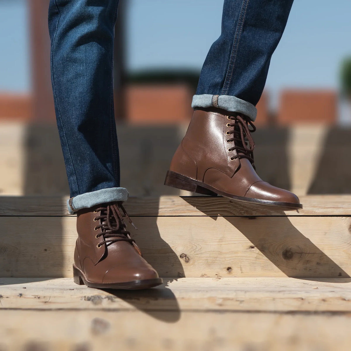 Orlaven Knight Derby Barna Bőrbakancsok Férfi footwear image 10