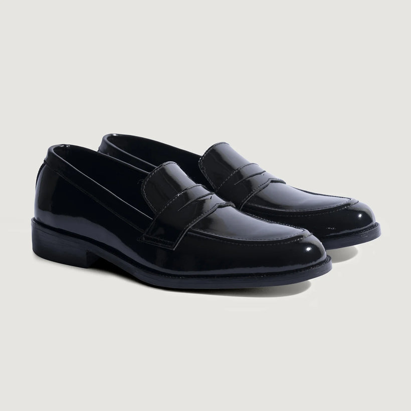Baxton Fekete Patent Leather Loafers férfi