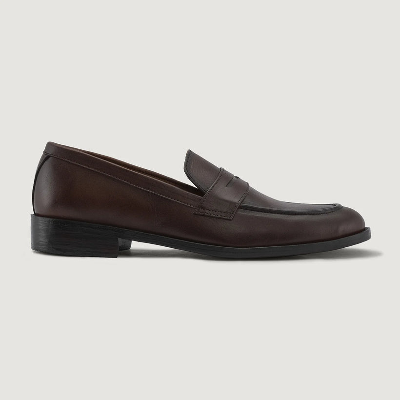 Baxton Burnished Barna Leather Loafers férfi