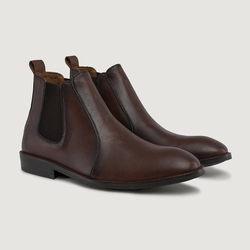 Clarkson Chelsea Barna Burnished Leather Boots - StudGuard férfi
