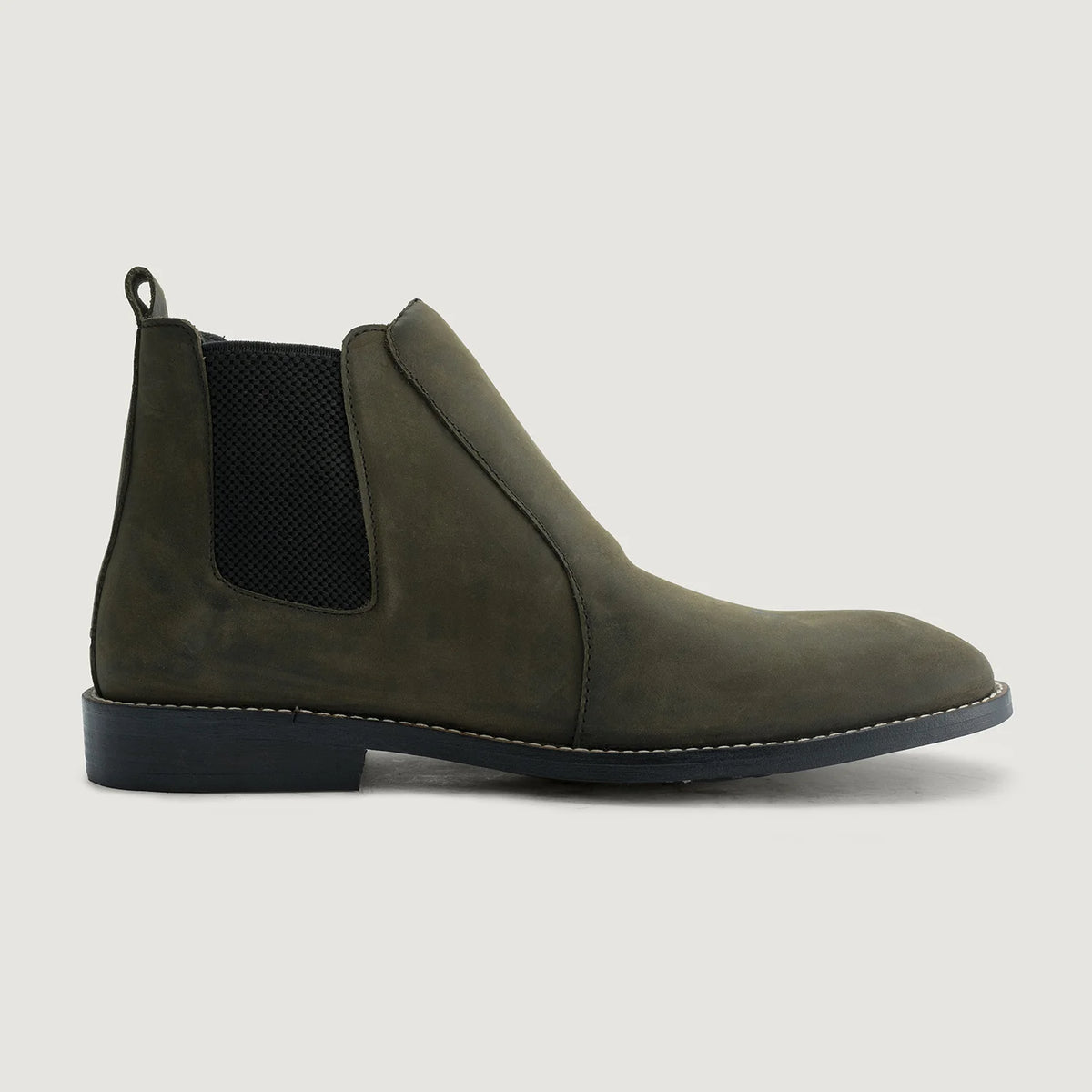 Olive Full-Grain leather Boots - Goodyear varrott talpszerkezet és orr-részlet