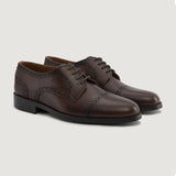 Dirk Brogues Derby Brown Leather Shoes StudGuard For Men in Burnished Brown Full-Grain Leather - Lateral Side Profile View | Buy Online