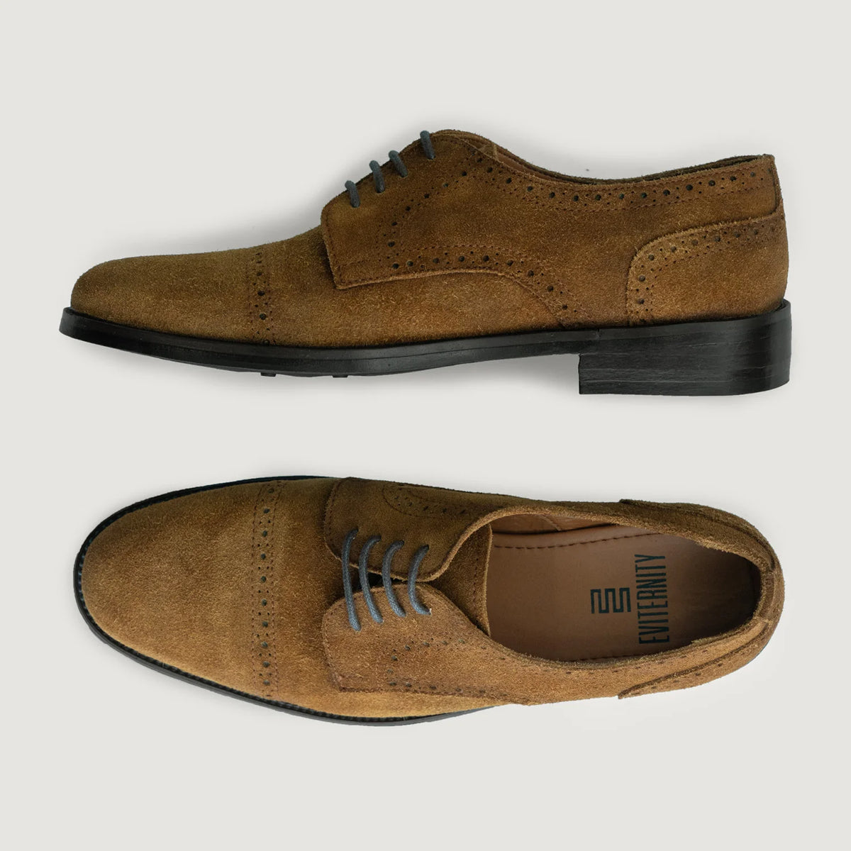 Dirk Brogues Derby Brown Suede Leather Shoes StudGuard For Men - Megerősített sarokkéreg és dupla precíziós varrás