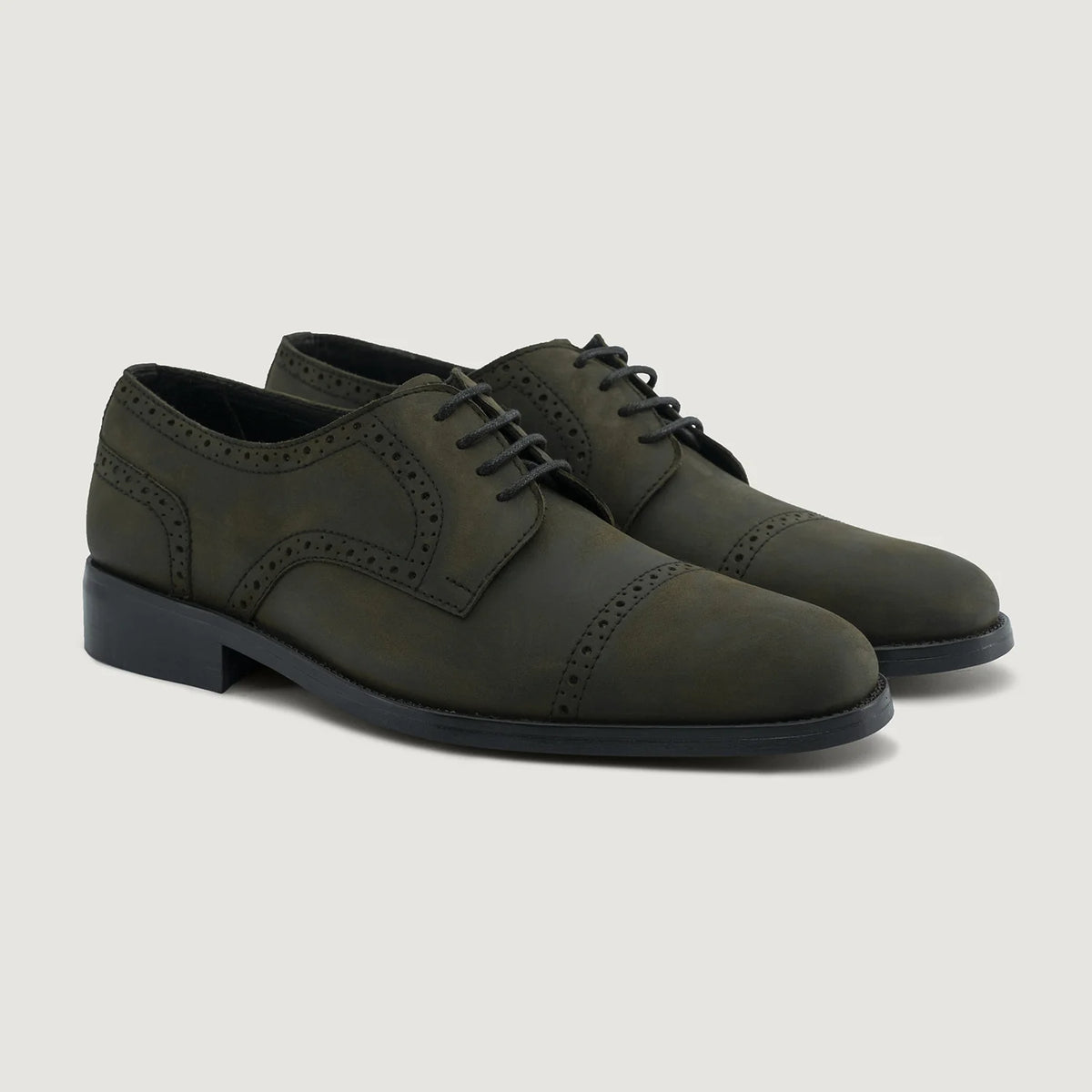 Dirk Brogues Derby Olive Oil Pullup Leather Shoes StudGuard For Men in Olive Full-Grain Leather - Oldalnézet | Online vásárlás