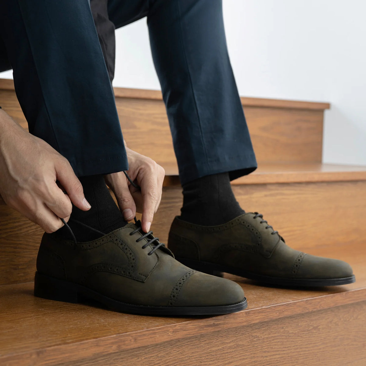 Orlaven Dirk Brogues Derby Olive Oil Pullup Bőrcipők - StudGuard Férfi footwear image 10