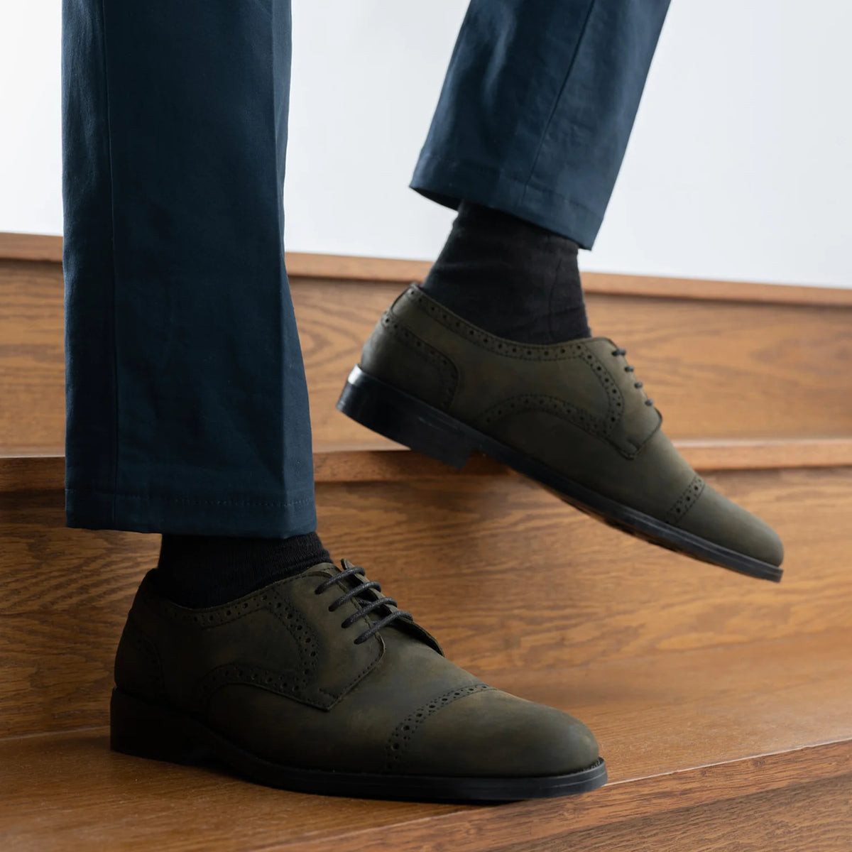 Orlaven Dirk Brogues Derby Olive Oil Pullup Bőrcipők - StudGuard Férfi footwear image 9