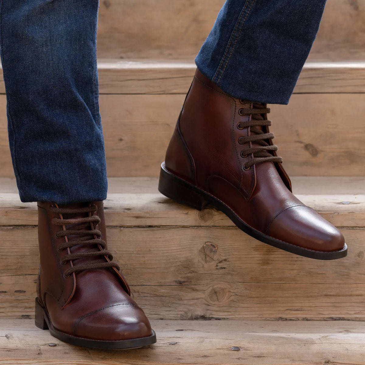Orlaven Knight Derby Burnished Barna Bőrbakancsok - StudGuard Férfi footwear image 9
