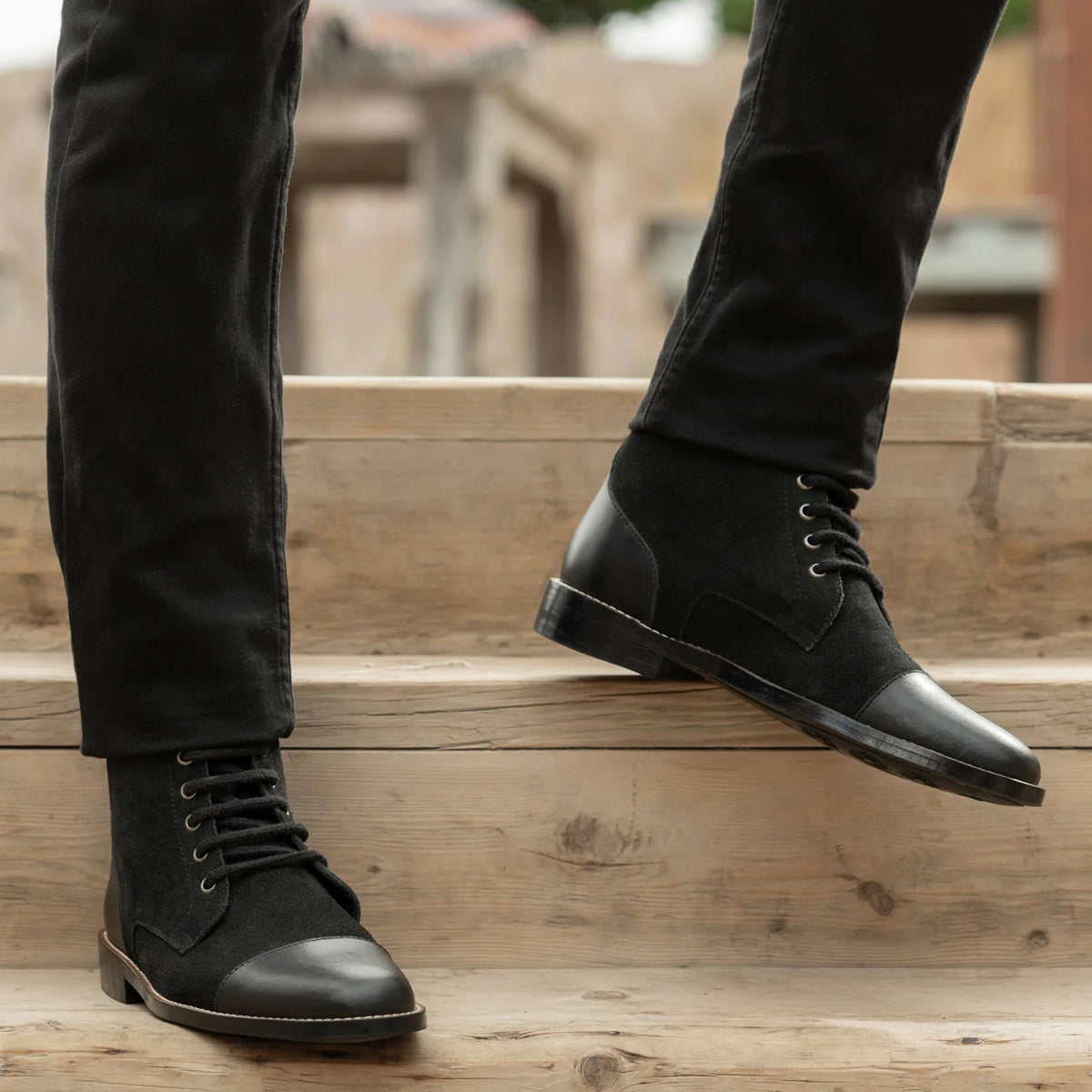 Orlaven Knight Derby Hybrid Fekete Bőrbakancsok - StudGuard Férfi footwear image 9