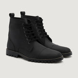 Knight Derby Matte Black Pullup Leather Boots TerraGrip For Men in Matte Black Full-Grain Leather - Lateral Side Profile View | Buy Online